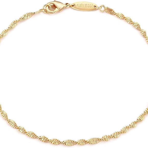 Gold Rope Chain Bracelets,14K Gold Plated Handmade Cute Thin Dainty Bracelet for - Picture 1 of 7